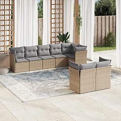 vidaXL Salon de jardin avec coussins 8 pcs beige résine tressée