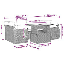 Acheter vidaXL Salon de jardin avec coussins 7 pcs gris résine tressée