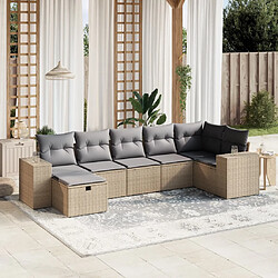 vidaXL Salon de jardin avec coussins 7pcs mélange beige résine tressée 