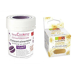 Scrapcooking Colorant alimentaire Violet + paillettes dorées