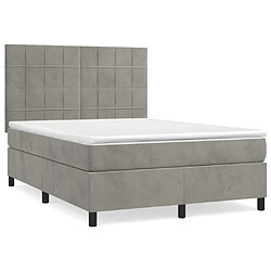 vidaXL Sommier à lattes de lit et matelas Gris clair 140x190cm Velours