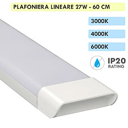 Plafonnier LED linéaire 27 W plafonnier mural 2700lm éclairage intérieur cuisine placard cave 60cm 230V LUMIERE 6000K