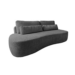 Bestmobilier Mahina - canapé droit 3 places sans accoudoirs - convertible avec coffre - en tissu bouclette Mahina - canapé droit 3 places sans accoudoirs - convertible avec coffre - en tissu bouclette - Gris foncé