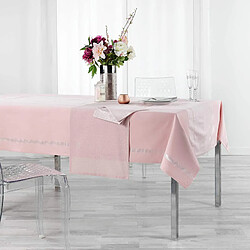 Douceur D'Interieur Nappe coton unie et Lurex Elegancia - Rose - 140 x 240 cm