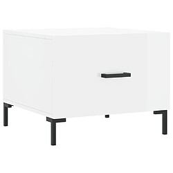 Maison Chic Table basse,Table Console Table d'appoint, Table pour salon blanc brillant 50x50x40 cm bois d'ingénierie -MN49150