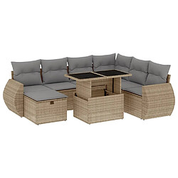 vidaXL Salon de jardin avec coussins 8 pcs beige résine tressée