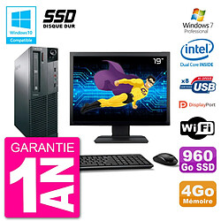 PC Lenovo M82 SFF Ecran 19" G2020 RAM 4Go SSD 960Go Graveur DVD Wifi W7 · Occasion 