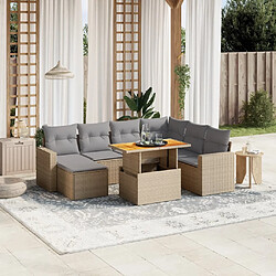 vidaXL Salon de jardin avec coussins 8 pcs beige résine tressée 