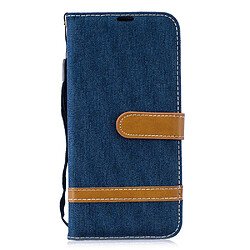 Etui en PU tissu jean bicolore avec support bleu foncé pour votre Huawei P Smart (2019)/Honor 10 Lite