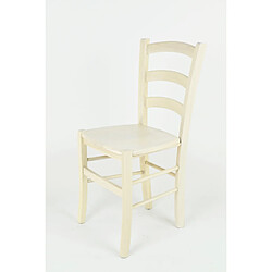 Tommychairs - Set 6 chaises Venice pour la Cuisine et Salle à Manger, Structure en Bois Couleur Aniline Blanche et Assise en Bois 