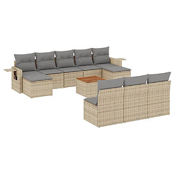 Maison Chic Salon de jardin 11 pcs avec coussins, Ensemble Tables et chaises d'extérieur beige résine tressée -GKD794274