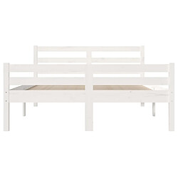 Acheter vidaXL Cadre de lit sans matelas blanc bois massif 140x190 cm