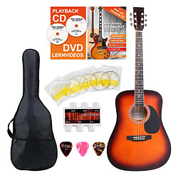 Classic Cantabile guitare acoustique folk set démarrage incl. kit d'accessoires à 5 pièces, sunburst 