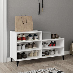 Maison Chic Armoire à Chaussures,Meuble de Rangement à Chaussures Blanc 102x36x60 cm Bois d'ingénierie -MN83569