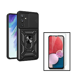 PHONECARE Kit Verre Trempé ClearGlass + Coque Magnetic Military Defender Slide Window Anti-Impact pour Samsung Galaxy A34 5G - Noir 