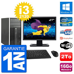 PC Tour HP Pro 6300 CMT Ecran 27" i3-2120 RAM 16Go Disque 2To Windows 10 Wifi - Occasion