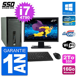 PC Tour HP 400 G1 Ecran 27" Intel Core i7-4790 RAM 16Go SSD 2To Windows 10 Wifi - Occasion