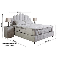 Vivenla Ensemble de lit coffre 180x200 en tissu bouclette blanc avec un matelas à ressorts ensachés 7 zones de confort de la collection ATHENA pas cher