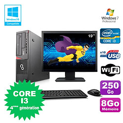 Lot PC Fujitsu E720 E85+ I3-4130 3.4GHz 8Go 250Go Graveur WIFI W7 + Ecran 19" · Occasion 