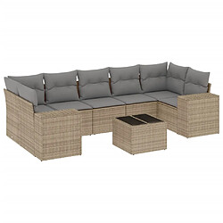 vidaXL Salon de jardin avec coussins 8 pcs beige résine tressée