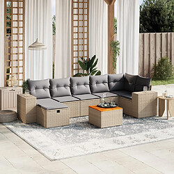 vidaXL Salon de jardin avec coussins 8pcs mélange beige résine tressée 