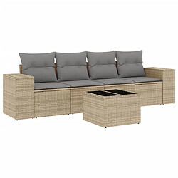 Maison Chic Salon de jardin avec coussins 5 pcs | Ensemble de Table et chaises | Mobilier d'Extérieur beige résine tressée -GKD22077