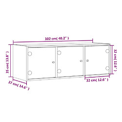 vidaXL Armoire murale avec portes en verre chêne marron 102x37x35 cm pas cher