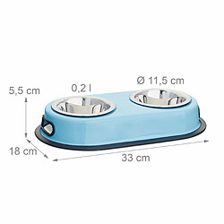 Avis Helloshop26 Gamelle pour double pour chien et chat amovible bleu inox 13_0001253