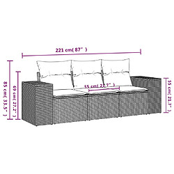 Avis vidaXL Salon de jardin 3 pcs avec coussins noir résine tressée