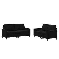 vidaXL Ensemble de canapés 2 pcs avec coussins Noir Velours