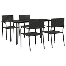 vidaXL Ensemble à manger de jardin 5 pcs noir résine tressée et acier