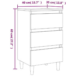 vidaXL Tables de chevet avec pieds en bois 2 pcs gris béton 40x35x69cm pas cher