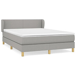 vidaXL Sommier à lattes de lit avec matelas Gris clair 140x200cm Tissu