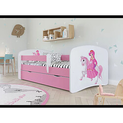 Lit de princesse rose Babydreams à cheval, sans tiroir, matelas 180/80 