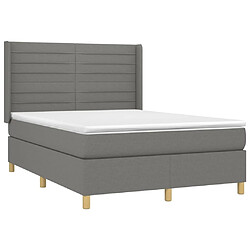 Acheter Sommier à lattes et matelas LED,Cadre à lattes de lit pour Adulte Gris foncé 140x190 cm Tissu -MN61890