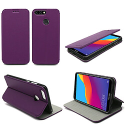 Huawei Honor 7C 4G : Etui violet Slim Style Cuir avec stand - Housse noire coque anti choc de protection smartphone 2018 - Accessoires pochette case XEPTIO 