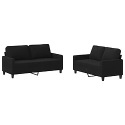 vidaXL Ensemble de canapés 2 pcs avec coussins Noir Tissu