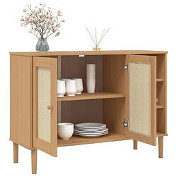 Acheter Buffet commode,console pour rangement SENJA aspect rotin marron 112x40x80cm bois massif de pin -MN55011