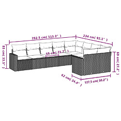 Acheter vidaXL Salon de jardin avec coussins 9 pcs marron résine tressée