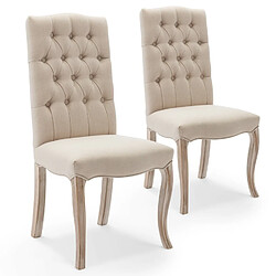 Lot de 2 chaises capitonnées Jade tissu beige