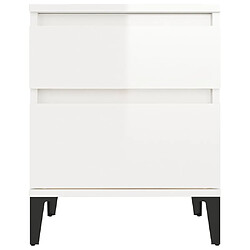 Maison Chic Table de chevet Table de Nuit Meuble de Rangement Blanc brillant 40x35x50 cm pas cher