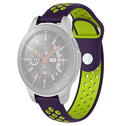 Wewoo Bracelet pour montre connectée Bande de couleur double Galaxy 46mm violet + vert menthe 