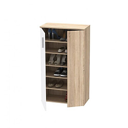 Acheter Meubletmoi Armoire à chaussures 2 portes 5 tablettes décor bois clair - AMELIE