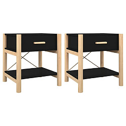 Maison Chic Lot de 2 Tables de chevet - Tables de Nuit Noir 42x38x45 cm Bois d’ingénierie