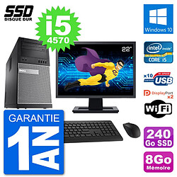 PC Tour Dell 9020 Ecran 22" Intel Core i5-4570 RAM 8Go SSD 240Go Windows 10 Wifi · Occasion 