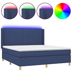 vidaXL Sommier à lattes de lit matelas et LED Bleu 180x200 cm Tissu