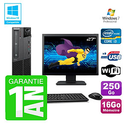 PC Lenovo M91p SFF Intel I3-2120 16Go Disque 250Go Graveur Wifi W7 Ecran 27" - Occasion