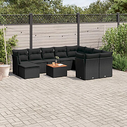 vidaXL Salon de jardin 11 pcs avec coussins noir résine tressée