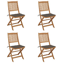 vidaXL Chaises pliables de jardin lot de 4 avec coussins Bois d'acacia