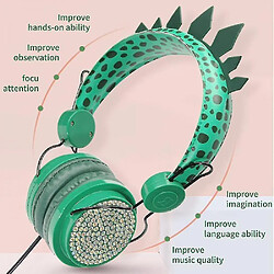 Avis Universal Joli dinosaure casque filaire musique enfant casque stéréo 3.5mm casque jeux d'apprentissage @